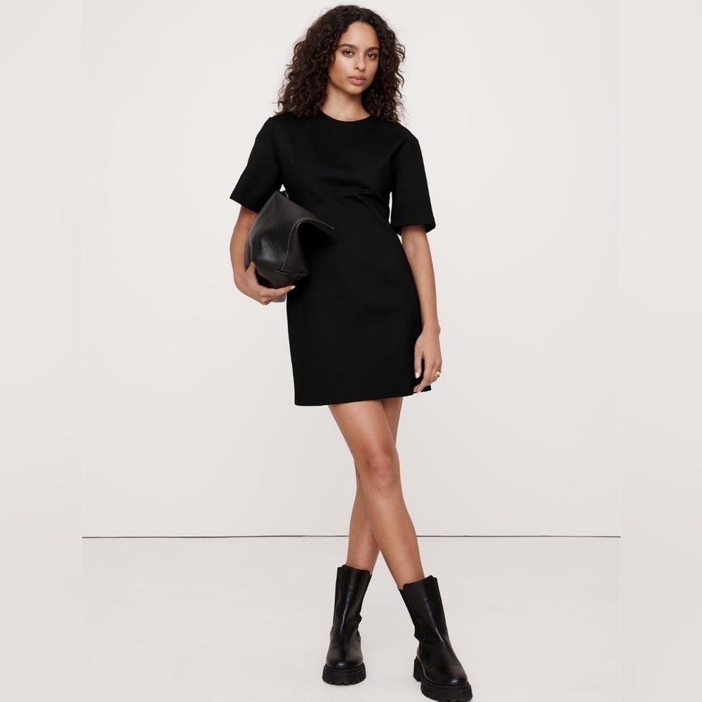 NWT! Banana Republic Black Everywhere Ponte Seamed Mini Dress - 536001